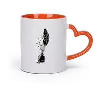 DEBINGY cerámica Tazas de Cerámica con Asas Investigación Pluma Tinta Escritor Creativo Inspiración （11oz/320ml） Bebidas calientes, espresso Naranja