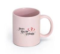DEBINGY cerámica Tazas de Cerámica con Asas Siempre bésame buenas noches Maestro Romance Familiar （11oz/320ml） Regalo único de oficina para mujeres y hombres Rosa