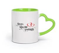 DEBINGY cerámica Tazas de Cerámica con Asas Siempre bésame buenas noches Maestro Romance Familiar （11oz/320ml） Regalo único de oficina para mujeres y hombres Verde