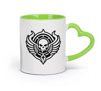 DEBINGY cerámica Tazas de Cerámica con Asas Un icono de estilo glifo del símbolo de maldición （11oz/320ml） Café, té, latte, leche, cacao, zumo y otras bebidas calientes Verde