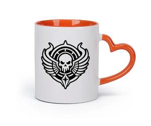 DEBINGY cerámica Tazas de Cerámica con Asas Un icono de estilo glifo del símbolo de maldición （11oz/320ml） Café, té, latte, leche, cacao, zumo y otras bebidas calientes Naranja