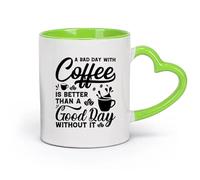DEBINGY cerámica Tazas de Cerámica con Asas Un mal día con café es mejor que un buen día sin él. Diseño （11oz/320ml） Para té, café y bebidas calientes Verde