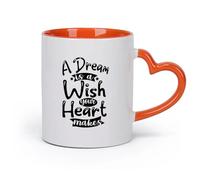DEBINGY cerámica Tazas de Cerámica con Asas Un sueño es un deseo que tu corazón hace. Citas tipográficas. （11oz/320ml） Ideal para usar en casa y la oficina Naranja