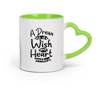 DEBINGY cerámica Tazas de Cerámica con Asas Un sueño es un deseo que tu corazón hace. Citas tipográficas. （11oz/320ml） Ideal para usar en casa y la oficina Verde
