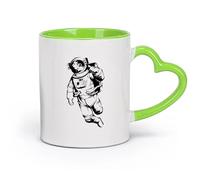 DEBINGY cerámica Tazas de Cerámica para Café, Leche y Té Astronauta espacial Universo Pulgares arriba （11oz/320ml） Para té, chocolate caliente Verde