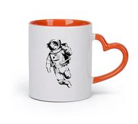 DEBINGY cerámica Tazas de Cerámica para Café, Leche y Té Astronauta espacial Universo Pulgares arriba （11oz/320ml） Para té, chocolate caliente Naranja