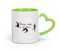 DEBINGY cerámica Tazas de Cerámica para Café, Leche y Té Baile de la trinidad Keep Calm Dance para niños （11oz/320ml） Para leche, té, cola y agua Verde