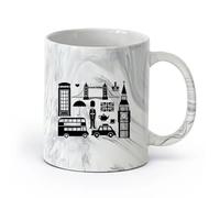 DEBINGY cerámica Tazas de Cerámica para Café, Leche y Té Big Ben, Londres, Inglaterra, símbolo （11oz/320ml） Cappuccino, Latte Macchiato, té, espresso Negro mármol