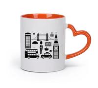 DEBINGY cerámica Tazas de Cerámica para Café, Leche y Té Big Ben, Londres, Inglaterra, símbolo （11oz/320ml） Cappuccino, Latte Macchiato, té, espresso Naranja