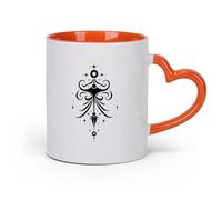 DEBINGY cerámica Tazas de Cerámica para Café, Leche y Té Diseño con una estrella y una estrella. （11oz/320ml） Ideal para el hogar, la oficina, cafeterías, ideas de regalo Naranja