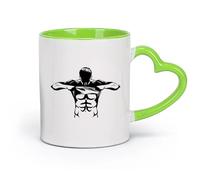 DEBINGY cerámica Tazas de Cerámica para Café, Leche y Té Motivación Deportiva Culturista Músculos （11oz/320ml） Ideal para el hogar, la oficina, cafeterías, ideas de regalo Verde