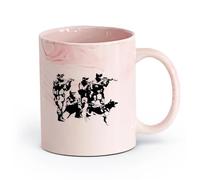 DEBINGY cerámica Tazas de Cerámica para Café, Leche y Té Soldados del Ejército del Regimiento Militar （11oz/320ml） Para café, avena, té, fácil de limpiar Rosa mármol