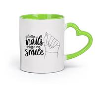 DEBINGY cerámica Tazas de gres para café y té Belleza Chicas Mujeres Poder Uñas Frases de Uñas （11oz/320ml） Taza de cerámica para capuchino, té, leche Verde