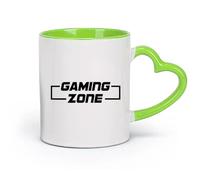 DEBINGY cerámica Tazas de gres para café y té Citas de jugadores de Game Zone Video Games Arcade Game Zone （11oz/320ml） Para leche, té, cola y agua Verde