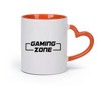 DEBINGY cerámica Tazas de gres para café y té Citas de jugadores de Game Zone Video Games Arcade Game Zone （11oz/320ml） Para leche, té, cola y agua Naranja