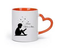 DEBINGY cerámica Tazas de gres para café y té Citas para niños Érase una vez un niño que leía las estrellas （11oz/320ml） Para el hogar o el trabajo Naranja