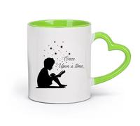 DEBINGY cerámica Tazas de gres para café y té Citas para niños Érase una vez un niño que leía las estrellas （11oz/320ml） Para el hogar o el trabajo Verde