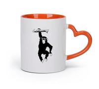 DEBINGY cerámica Tazas de gres para café y té Mono con trompa Mono gorila Animal salvaje de la selva （11oz/320ml） Apto para lavavajillas y microondas Naranja