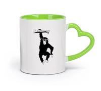 DEBINGY cerámica Tazas de gres para café y té Mono con trompa Mono gorila Animal salvaje de la selva （11oz/320ml） Apto para lavavajillas y microondas Verde