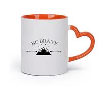DEBINGY cerámica Tazas de gres para café y té Montaña Flecha Estrella País Aventura Valiente Cita （11oz/320ml） Taza de cerámica para capuchino, té, leche Naranja
