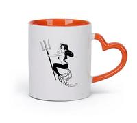 DEBINGY cerámica Tazas de gres para café y té Sirena Baño Belleza Sirena Océano Chica Cuento de Hadas （11oz/320ml） Para café, avena, té, fácil de limpiar Naranja
