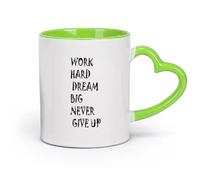 DEBINGY cerámica Tazas de gres para café y té Trabaja duro y nunca abandones la sala de reuniones （11oz/320ml） Para bebidas calientes, latte, capuchino Verde