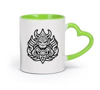 DEBINGY cerámica Tazas de gres para café y té Un icono de estilo glifo de un símbolo de la mitología hindú. （11oz/320ml） Para hombres y mujeres Verde