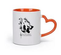 DEBINGY cerámica Tazas de porcelana Cita de líneas de película Serie de televisión Cabeza de lobo Árbol Pájaro Comer （11oz/320ml） Apto para lavavajillas Naranja