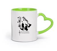 DEBINGY cerámica Tazas de porcelana Cita de líneas de película Serie de televisión Cabeza de lobo Árbol Pájaro Comer （11oz/320ml） Apto para lavavajillas Verde