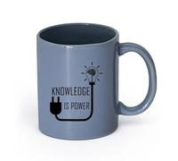 DEBINGY cerámica Tazas de porcelana Citas de aprendizaje El conocimiento es poder Frases inspiradoras Cerebro （11oz/320ml） Para el hogar o el trabajo Gris azulado