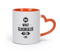 DEBINGY cerámica Tazas de porcelana Citas de trabajo Haz lo que amas Ama lo que haces Palabras motivacionales （11oz/320ml） Para el hogar o el trabajo Naranja