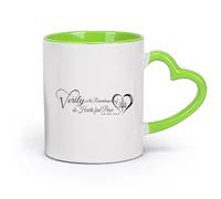 DEBINGY cerámica Tazas de porcelana Citas en árabe: En el recuerdo de Alá, el corazón encuentra paz. Sura Ar Rad, versículo 28. （11oz/320ml） Para hombres y mujeres Verde