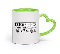DEBINGY cerámica Tazas de porcelana Es más fuerte que tus excusas. Entrenamiento con mancuernas en el gimnasio. （11oz/320ml） Para cafetería o regalo Verde