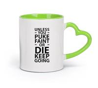 DEBINGY cerámica Tazas de porcelana Frases inspiradoras y motivacionales: A menos que vomites, sigue adelante. （11oz/320ml） Porcelana fina (cerámica) Verde