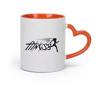 DEBINGY cerámica Tazas de porcelana Letrero de gimnasia del centro de fitness con el logotipo de una chica corriendo. （11oz/320ml） Gran regalo para parejas Naranja