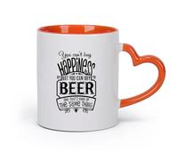 DEBINGY cerámica Tazas de porcelana No puedes comprar la felicidad en el bar, pero sí puedes comprar cerveza. （11oz/320ml） Restaurante, oficina Naranja