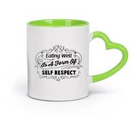 DEBINGY cerámica Tazas de porcelana Palabras de alimentación saludable Cocina Dieta Restaurante Refrigerador （11oz/320ml） Para espresso, juego de té Verde
