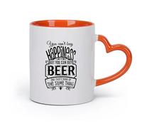 DEBINGY cerámica Tazas de porcelana Restaurante de cerveza Bar No puedes comprar la felicidad pero sí puedes comprar cerveza （11oz/320ml） Gran regalo para parejas Naranja