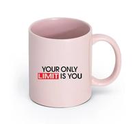 DEBINGY cerámica Tazas de porcelana Tu única limitación eres tú mismo Cita Estudio Fitness Center Motivación Entrenamiento Ejercicio （11oz/320ml） Para cafetería o regalo Rosa