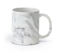 DEBINGY cerámica Tazas de porcelana Versículo bíblico cristiano Mateo 28:20 Yo estoy con vosotros siempre （11oz/320ml） Para té, café y bebidas calientes Negro mármol
