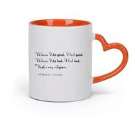 DEBINGY cerámica Tazas de té, café y chocolate caliente Citas inspiradoras de Abraham Lincoln （11oz/320ml） Ideal para el hogar, la oficina, cafeterías, ideas de regalo Naranja