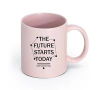 DEBINGY cerámica Tazas de té, café y chocolate caliente Citas inspiradoras: El futuro empieza hoy （11oz/320ml） Regalo único de oficina para mujeres y hombres Rosa