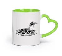 DEBINGY cerámica Tazas de té, café y chocolate caliente Comida Pizza Restaurante Italiano Pizza （11oz/320ml） Oficina, hogar, cafetería, apto para lavavajillas y microondas Verde