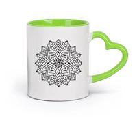 DEBINGY cerámica Tazas de té, café y chocolate caliente diseño geométrico con una estrella en el centro （11oz/320ml） Para té, café y bebidas calientes Verde