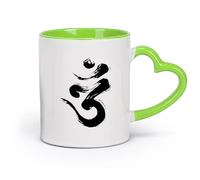 DEBINGY cerámica Tazas de té, café y chocolate caliente Estudio de yoga y meditación con símbolo de Om （11oz/320ml） Para leche, té, cola y agua Verde