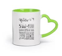DEBINGY cerámica Tazas de té, café y chocolate caliente Receta Española La Receta Cocina Inicio （11oz/320ml） Tazas de cerámica para el hogar o el trabajo Verde
