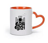 DEBINGY cerámica Tazas de té y café Aamar Bhaiyer Rokte Rangano Ekushey Febrero Día Internacional de la Lengua Materna （11oz/320ml） Para el hogar y la oficina Naranja