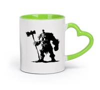 DEBINGY cerámica Tazas de té y café con estilo Ogro de silueta, raza mítica del juego, solo con martillo grande. （11oz/320ml） Para la oficina y el hogar Verde