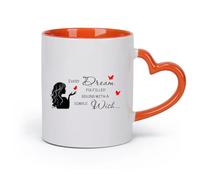 DEBINGY cerámica Tazas de té y café con estilo Todo sueño cumplido comienza con un simple deseo Cita Dream Logo （11oz/320ml） Apto para lavavajillas Naranja