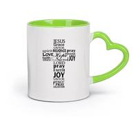 DEBINGY cerámica Tazas de té y café Cruz Jesucristo Dios Salmo Oración Versículo bíblico cristiano Cita （11oz/320ml） Para té, café y bebidas calientes Verde